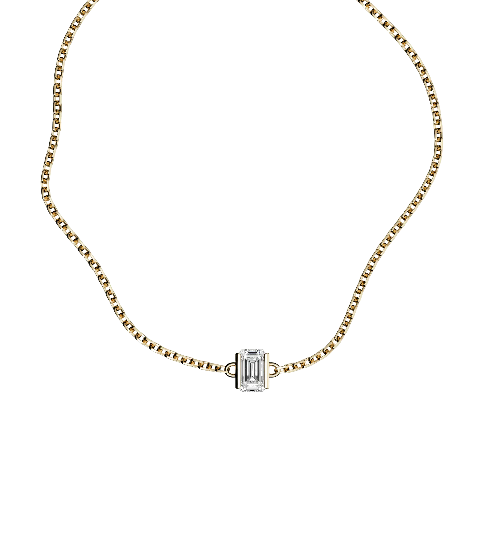 Emerald cut lab-grown diamond solitaire chain bracelet, 0.50ct in 18K recycled yellow gold.