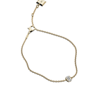 Emerald cut lab-grown diamond solitaire chain bracelet, 0.50ct in 18K recycled yellow gold.