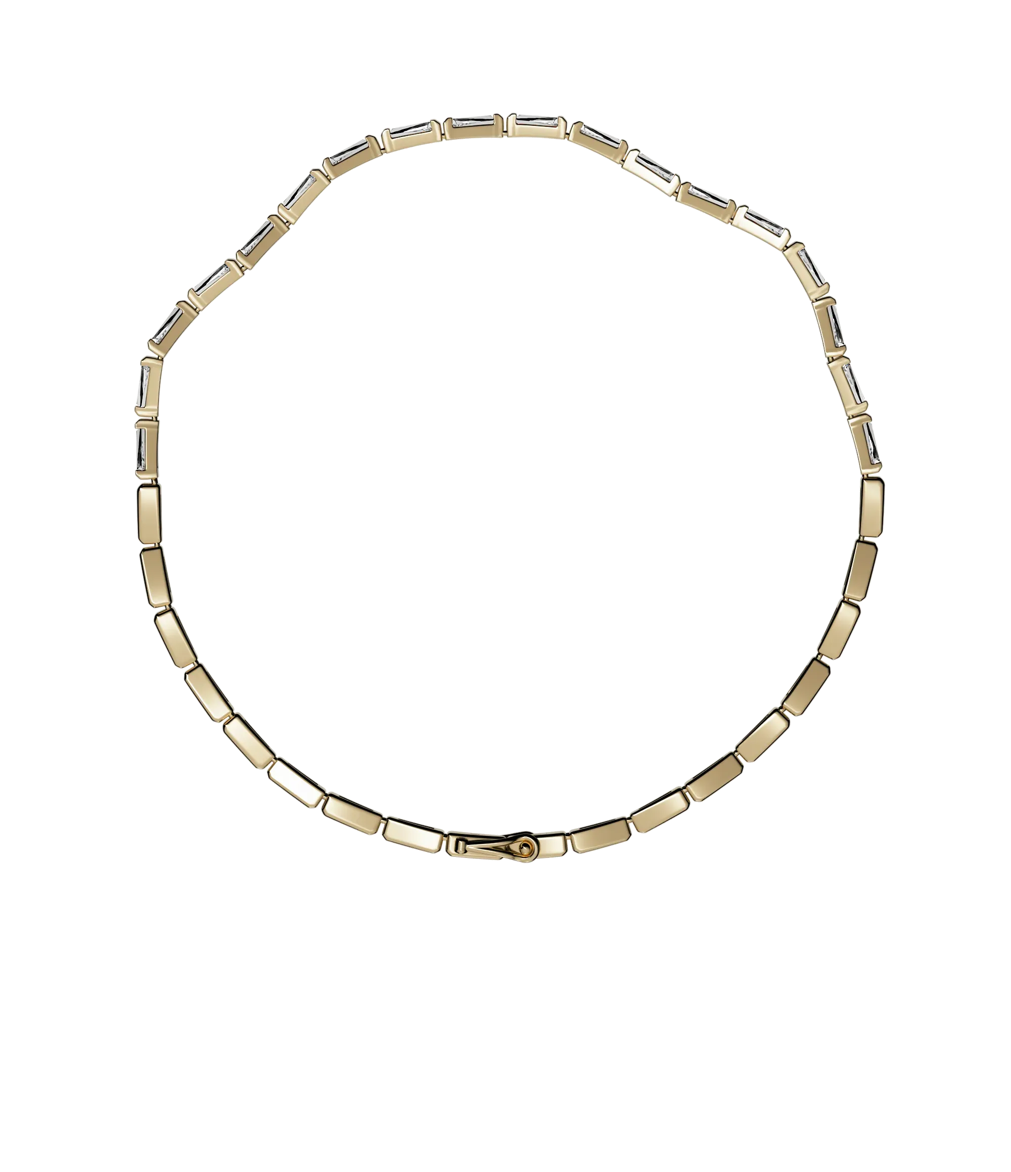 Tapered baguette lab-grown diamond tennis bracelet, 1.92ct in 18K recycled yellow gold.