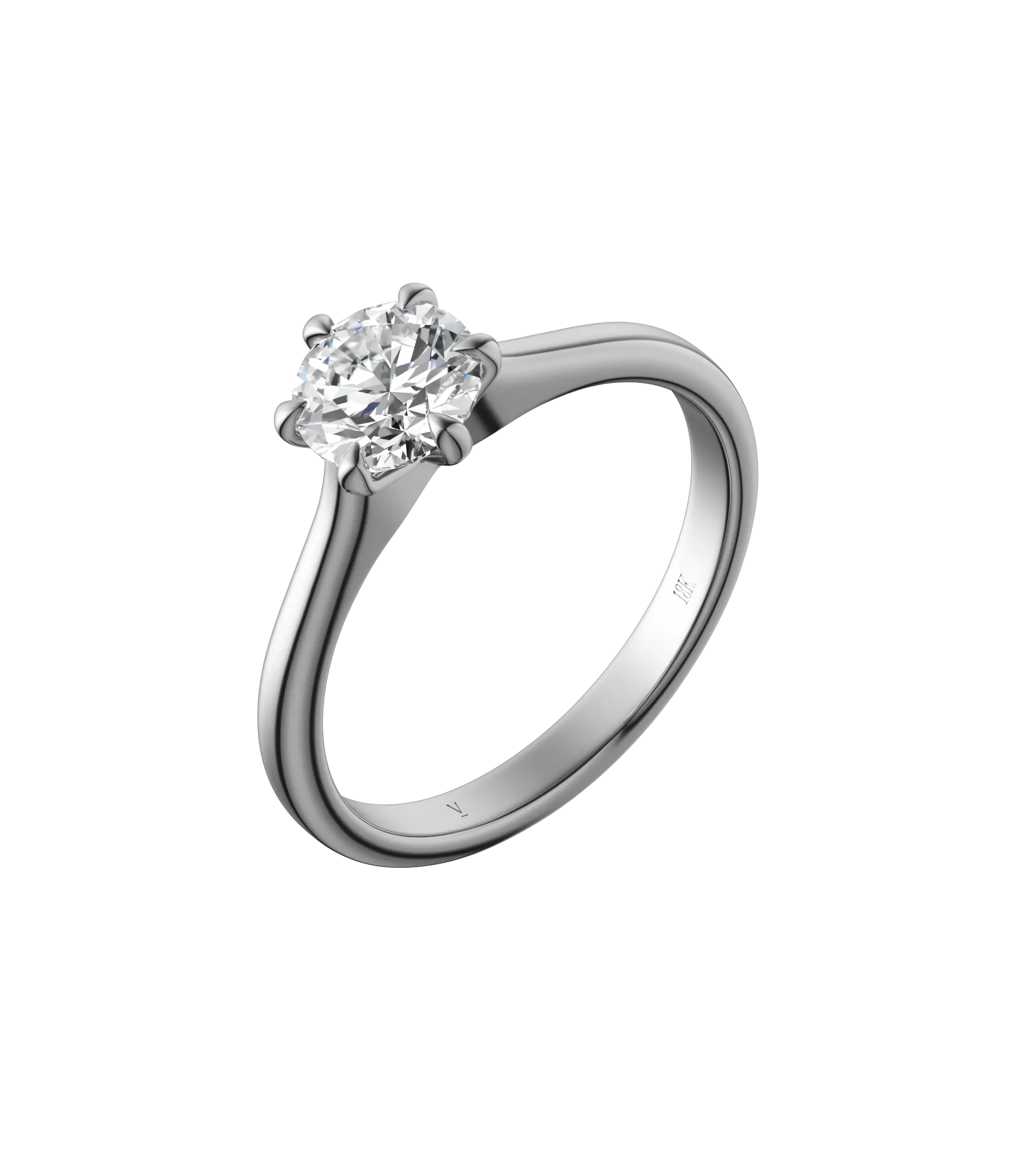 Round brilliant lab-grown diamond solitaire ring 1.00ct 6-prong in 18K recycled white gold