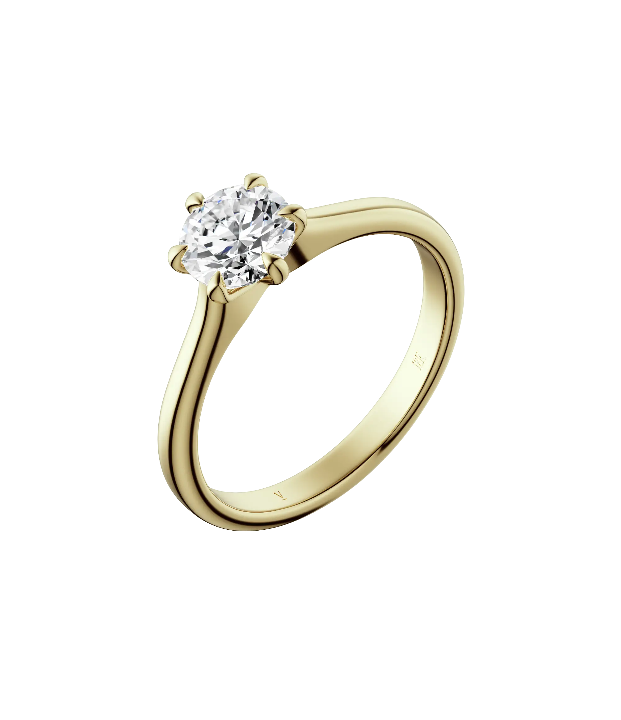 Round brilliant lab-grown diamond solitaire ring 1.00ct 6-prong in 18K recycled yellow gold