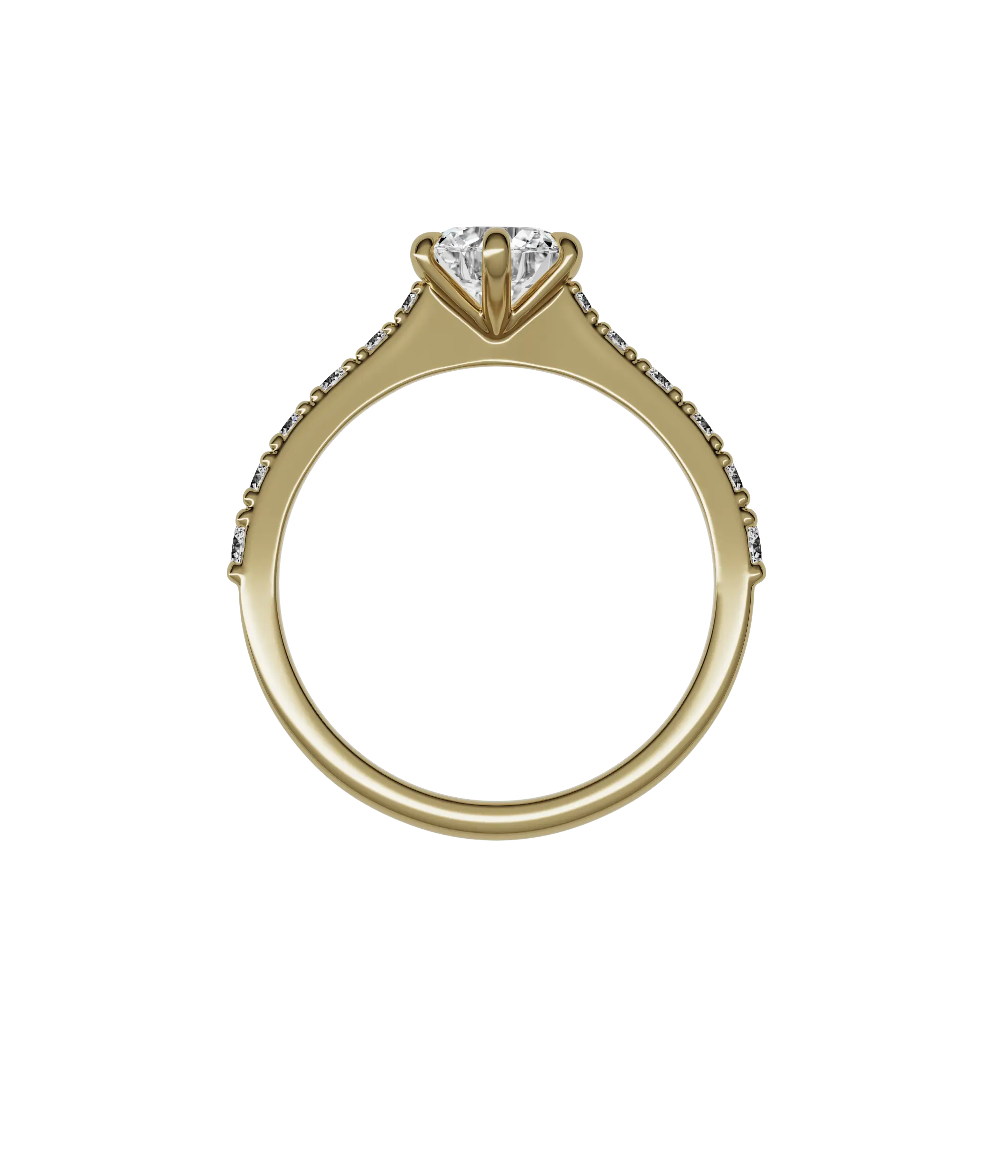 Round brilliant lab-grown diamond pavé ring 1.41ct in 18K recycled yellow gold