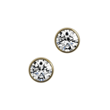 Round brilliant lab-grown certified diamond solitaire stud earrings, 2.00ct in 18K recycled yellow gold