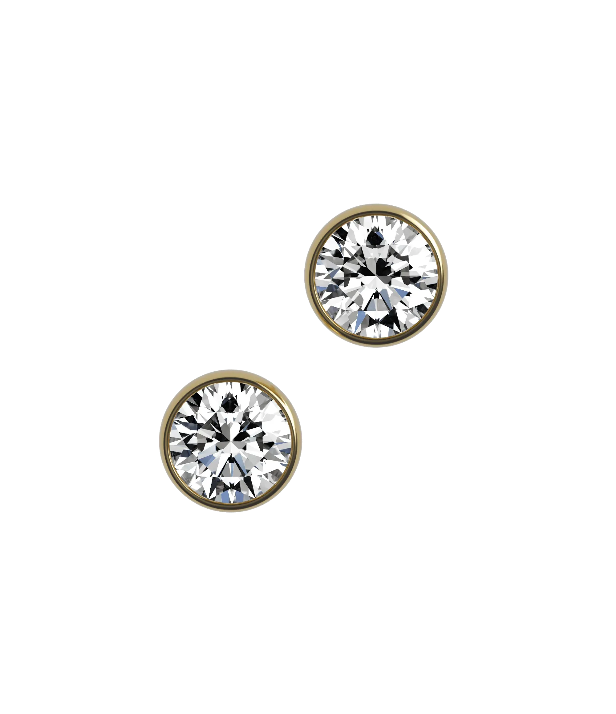 Round brilliant lab-grown certified diamond solitaire stud earrings, 2.00ct in 18K recycled yellow gold