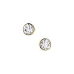 Round brilliant lab-grown certified diamond solitaire stud earrings, 2.00ct in 18K recycled yellow gold