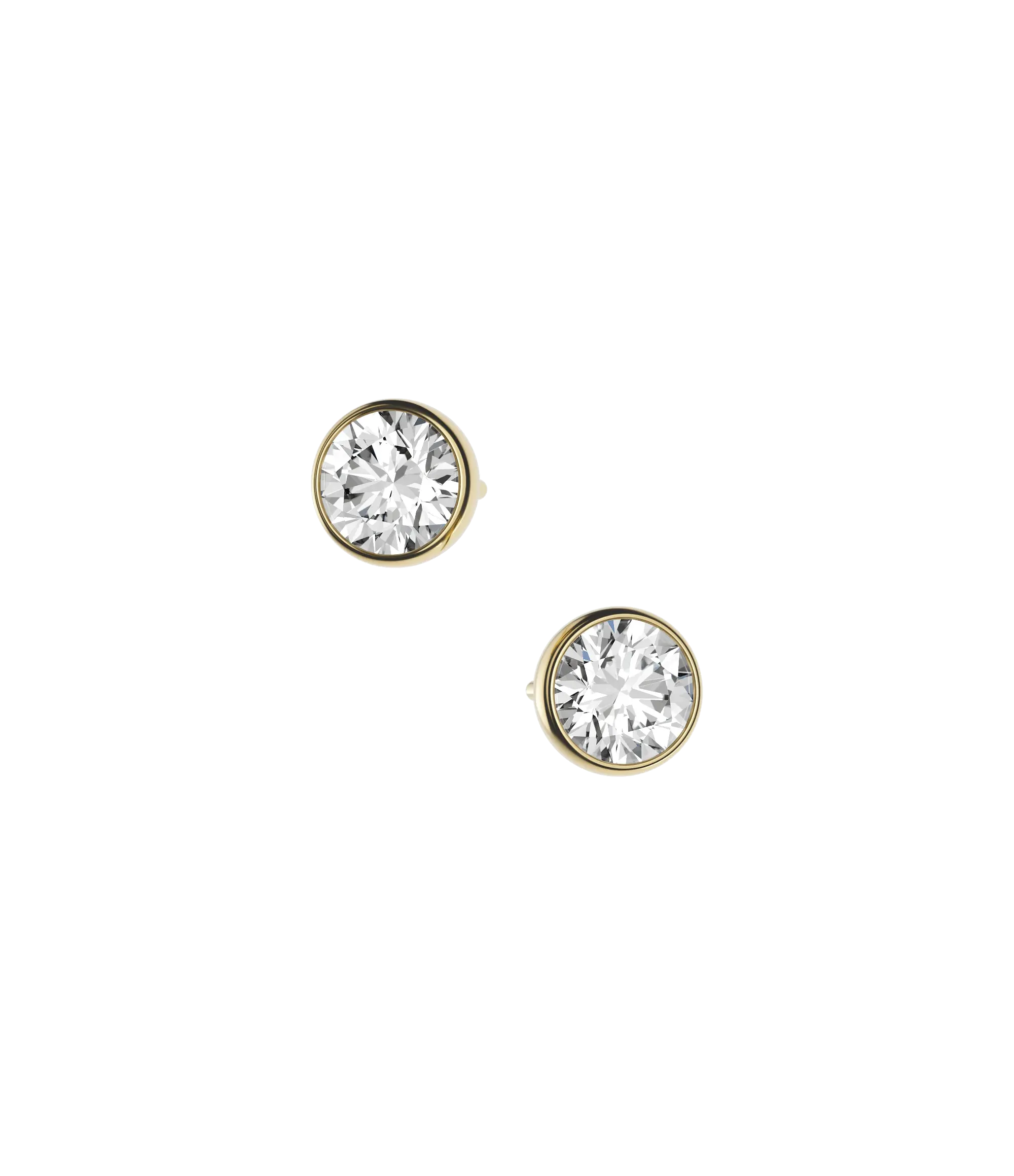 Round brilliant lab-grown certified diamond solitaire stud earrings, 2.00ct in 18K recycled yellow gold