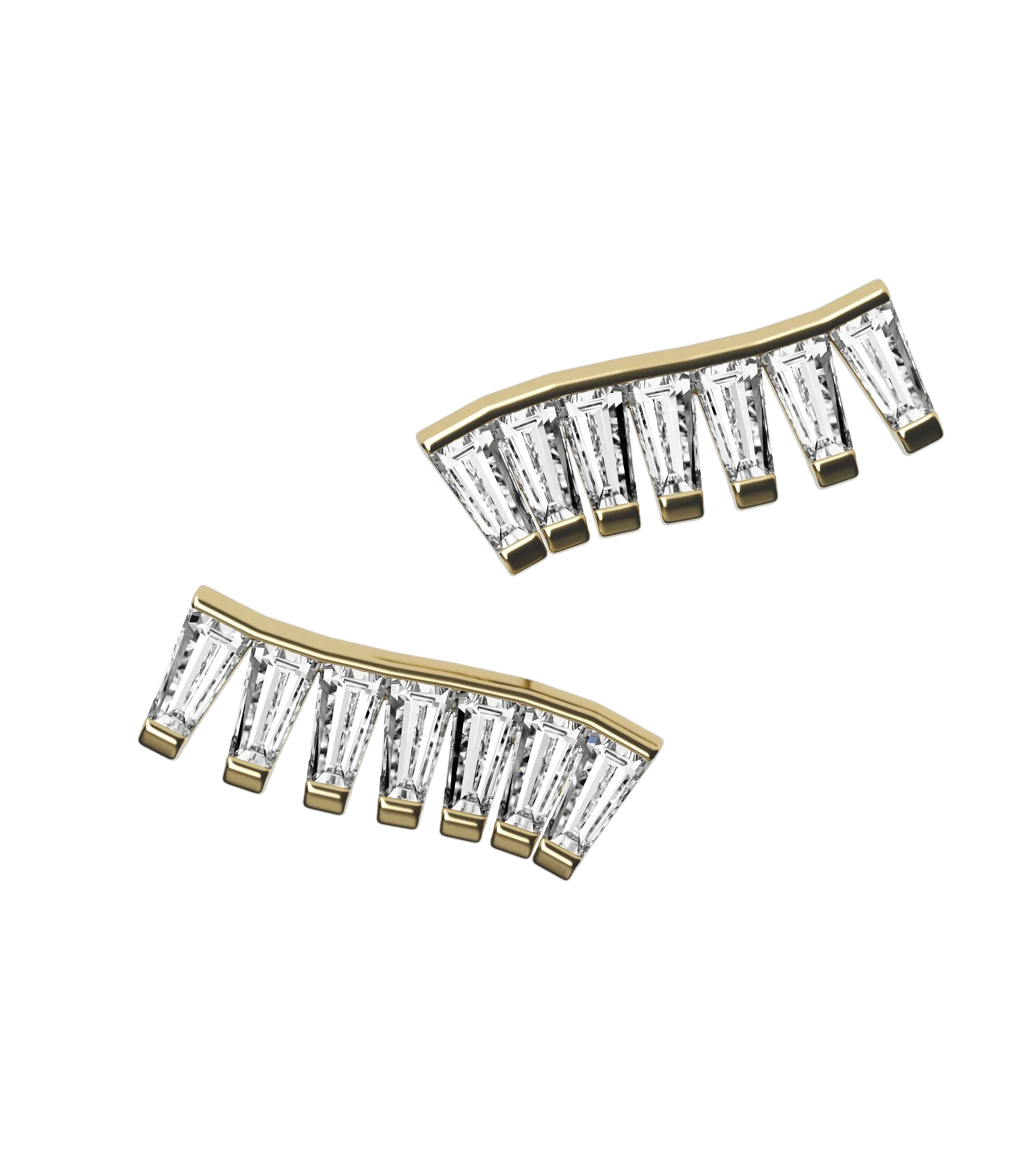 Tapered baguette lab-grown diamond multi-stone ear climber earrings, 1.68ct in 18K recycled yellow gold