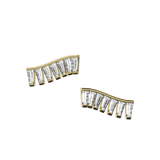 Tapered baguette lab-grown diamond multi-stone ear climber earrings, 1.68ct in 18K recycled yellow gold