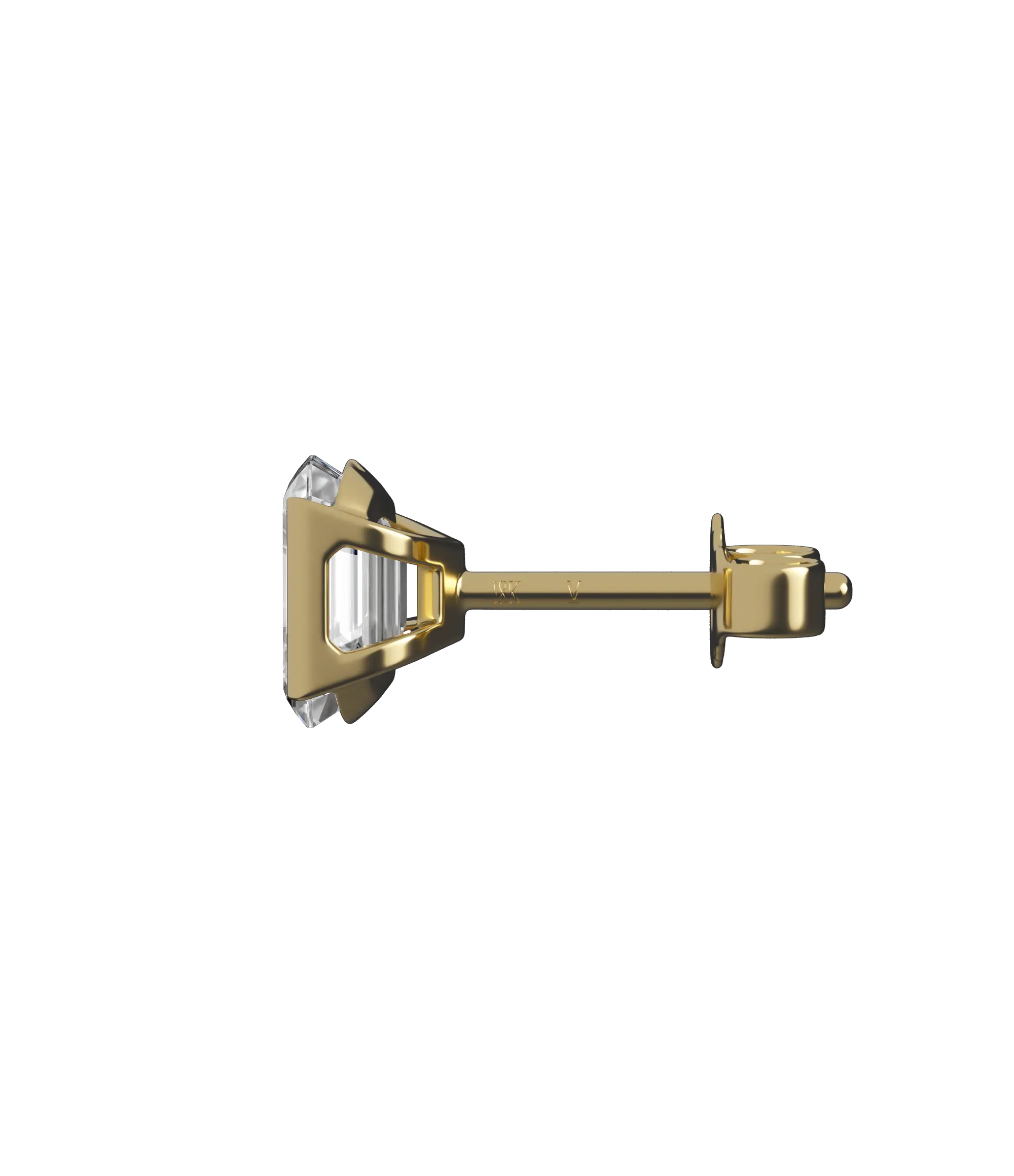 Emerald cut lab-grown diamond solitaire stud earrings, 2.00ct in 18K recycled yellow gold