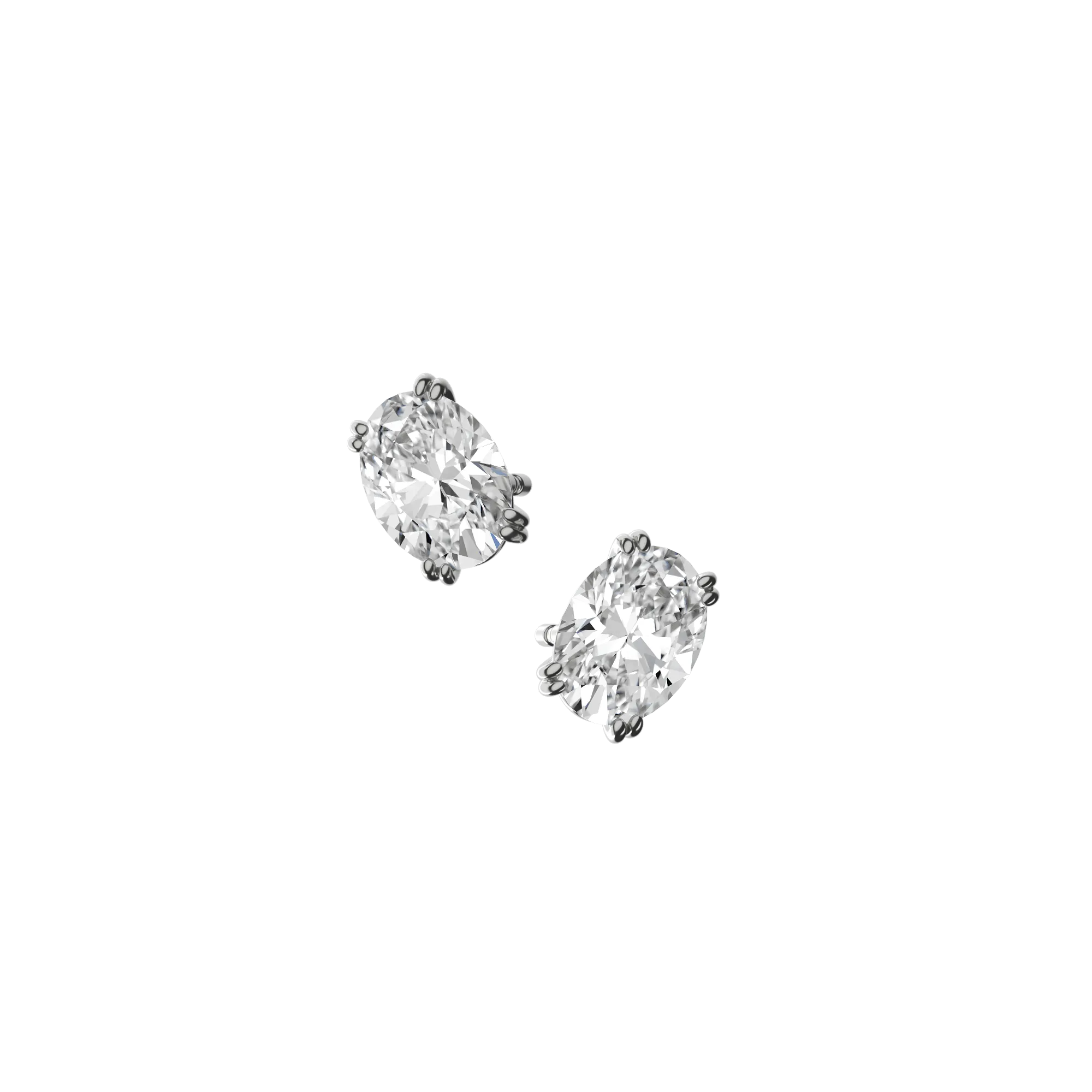 Oval cut lab-grown certified diamond solitaire stud earrings, 2.00ct in 18K recycled white gold
