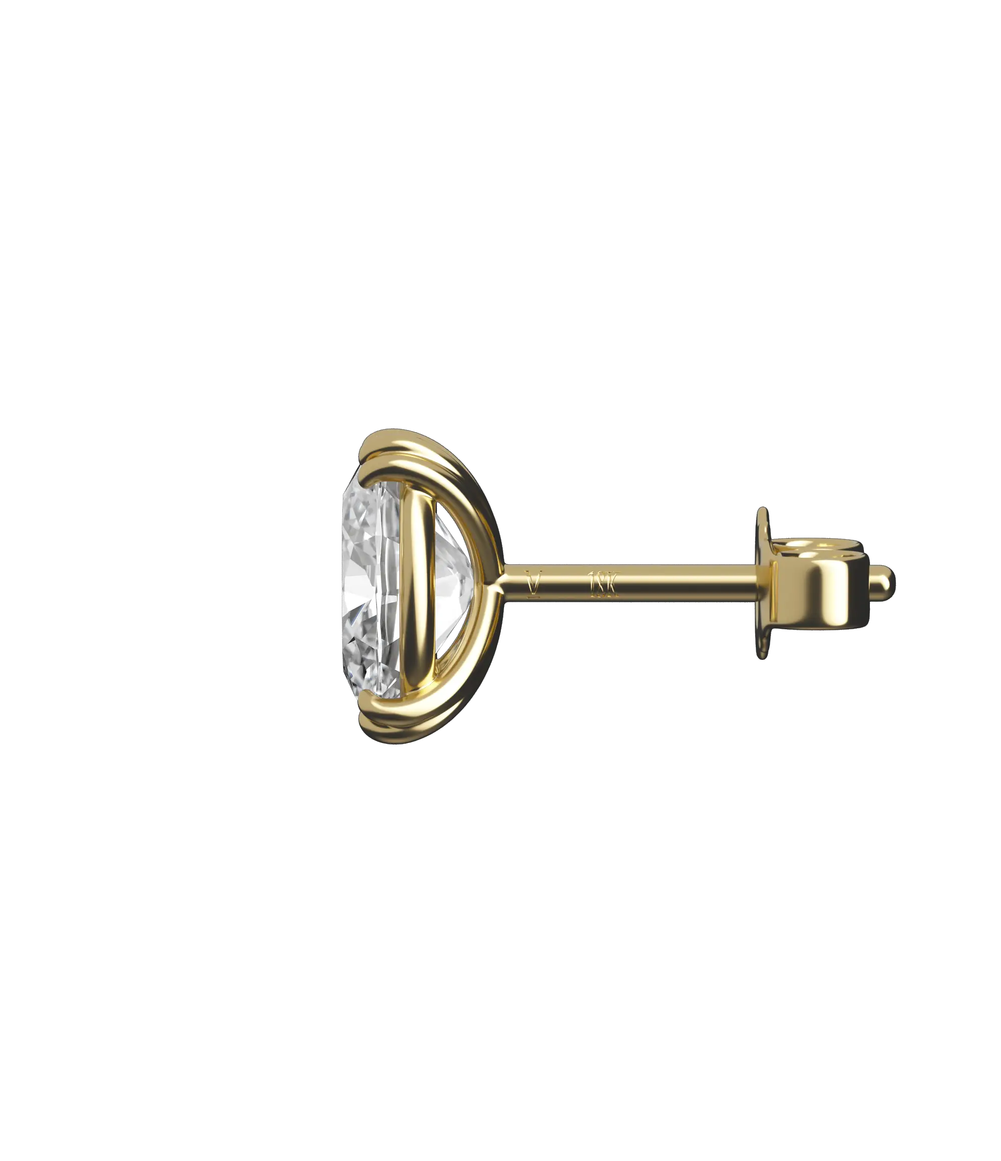 Oval cut lab-grown certified diamond solitaire stud earrings, 2.00ct in 18K recycled yellow gold