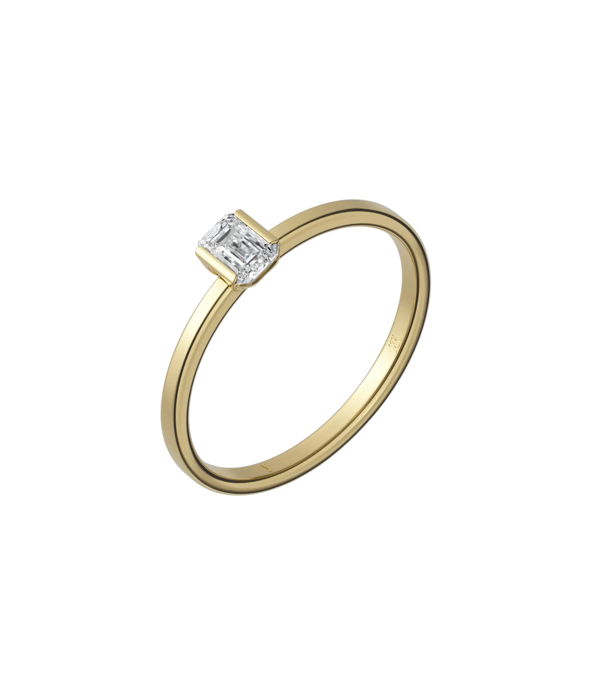 Emerald cut lab-grown diamond solitaire ring 0.30ct in 18K recycled yellow gold