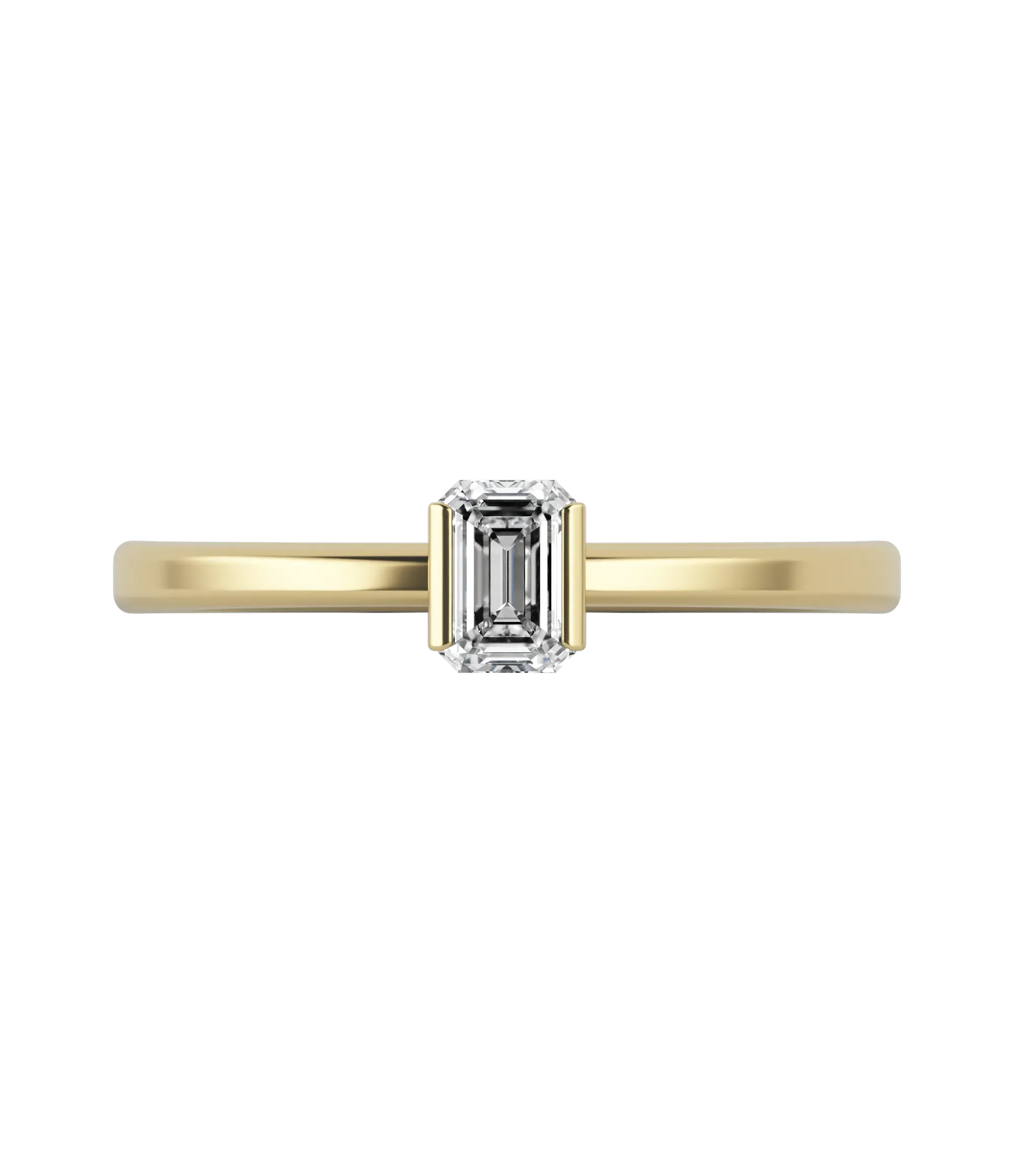 Emerald cut lab-grown diamond solitaire ring 0.30ct in 18K recycled yellow gold
