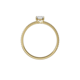 Emerald cut certified lab-grown diamond solitaire ring 0.50ct textured in 18K recycled yellow gold