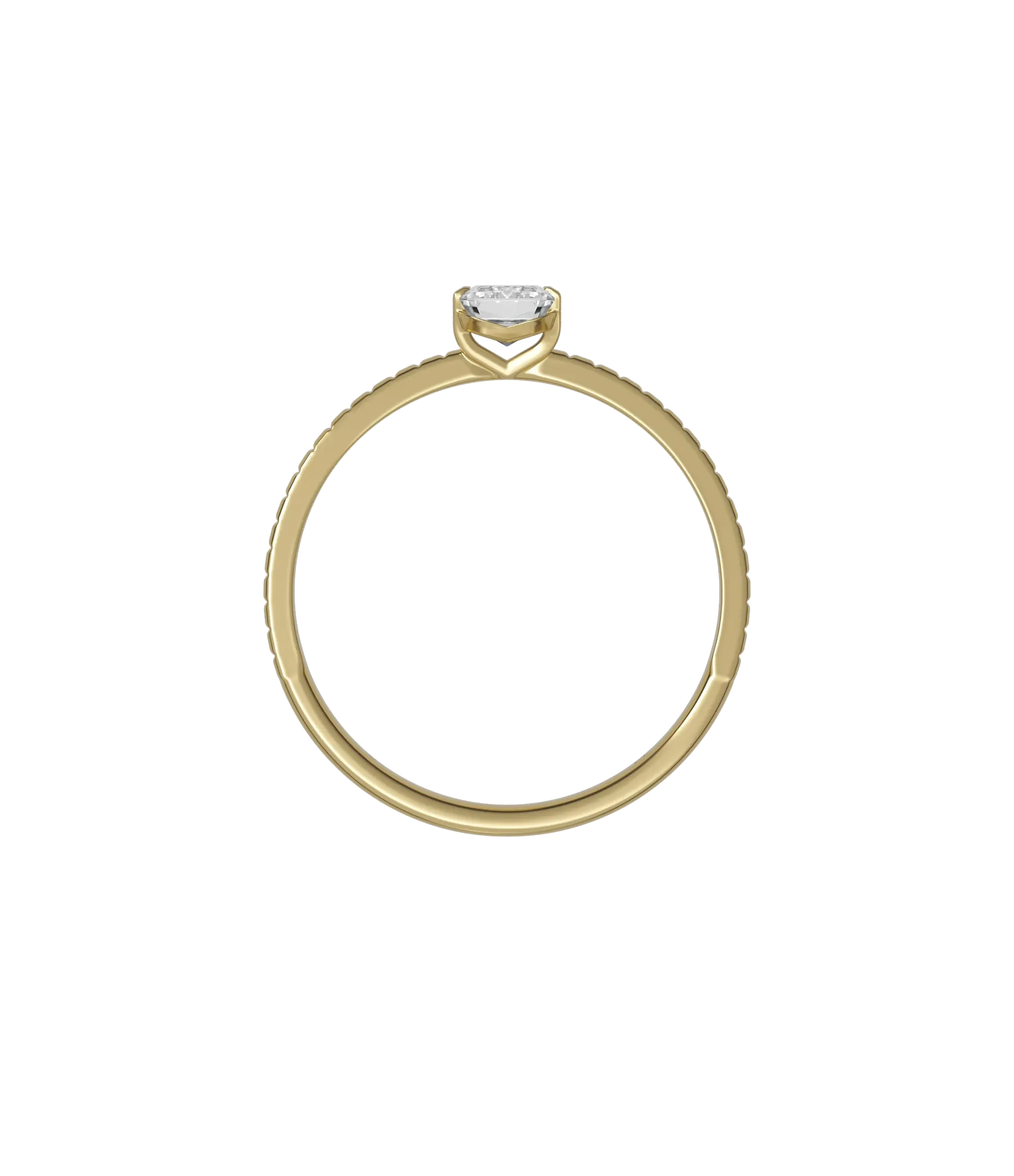 Emerald cut certified lab-grown diamond solitaire ring 0.50ct textured in 18K recycled yellow gold
