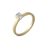 Emerald cut certified lab-grown diamond solitaire ring 0.50ct textured in 18K recycled yellow gold