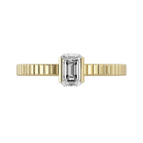 Emerald cut certified lab-grown diamond solitaire ring 0.50ct textured in 18K recycled yellow gold