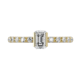 Emerald cut lab-grown diamond pavé solitaire ring in 18K recycled yellow gold