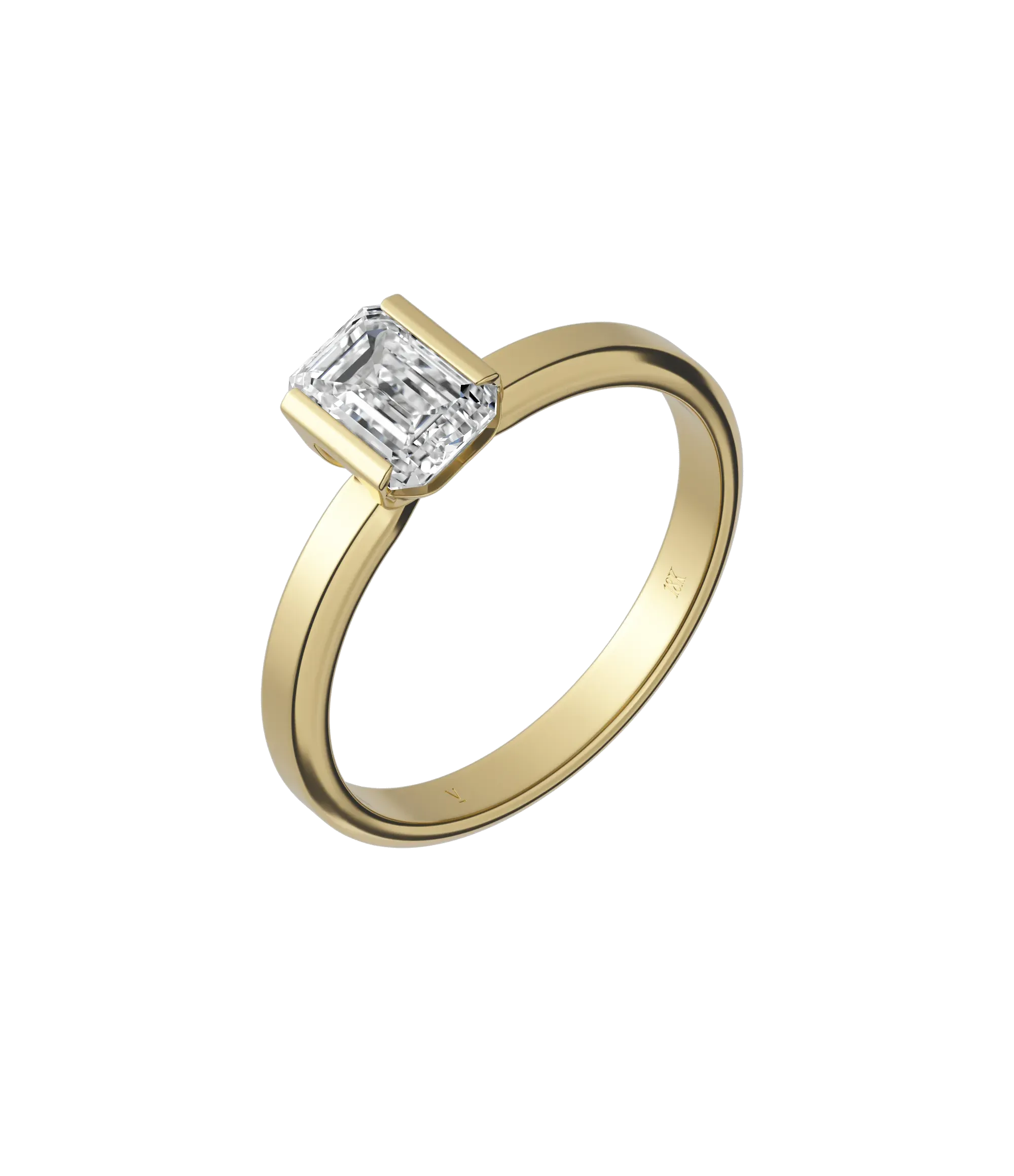 Emerald cut lab-grown diamond solitaire ring 1.00ct in 18K recycled yellow gold