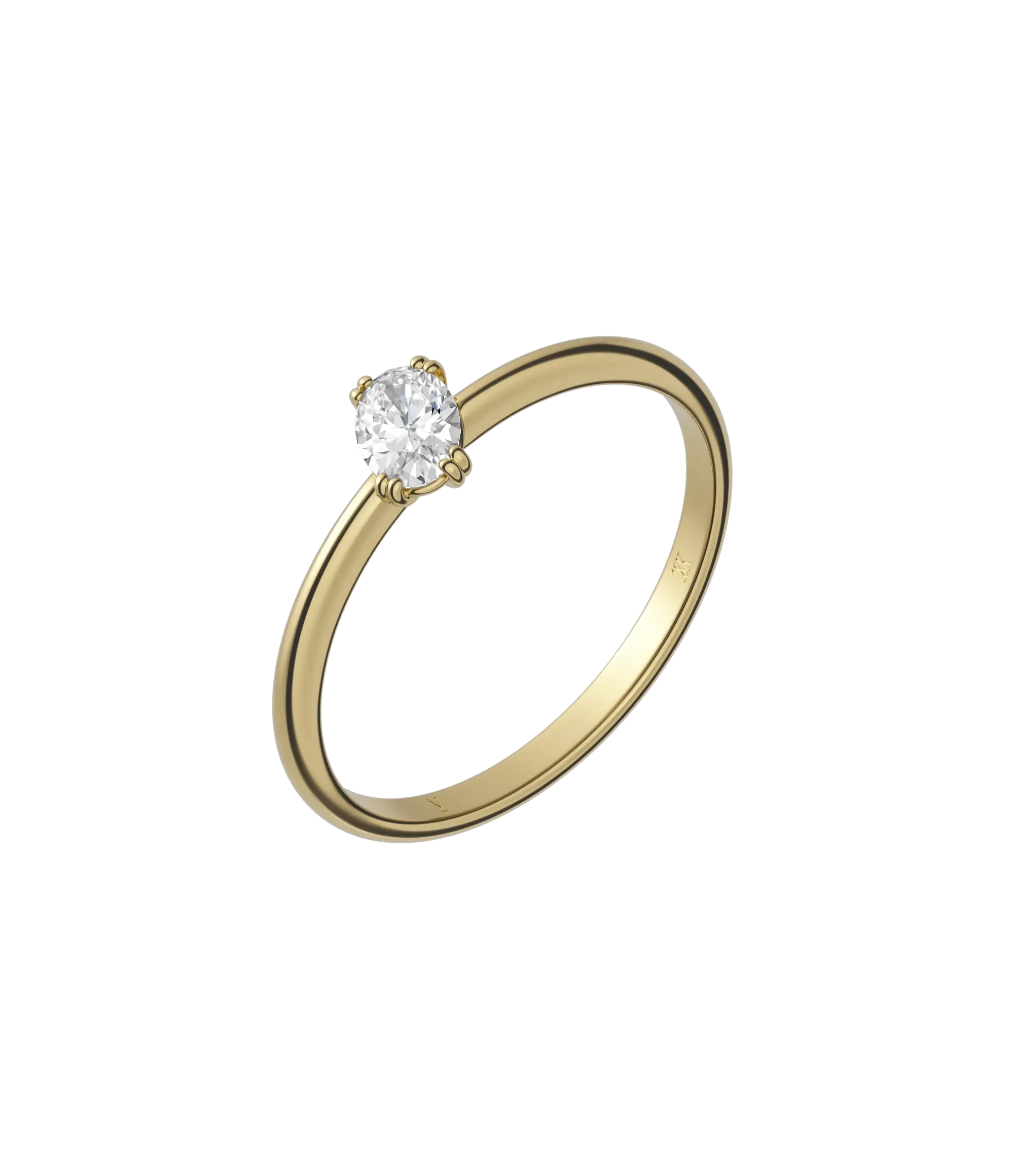 Oval cut lab-grown diamond rotated solitaire ring 0.30ct in 18K recycled yellow gold