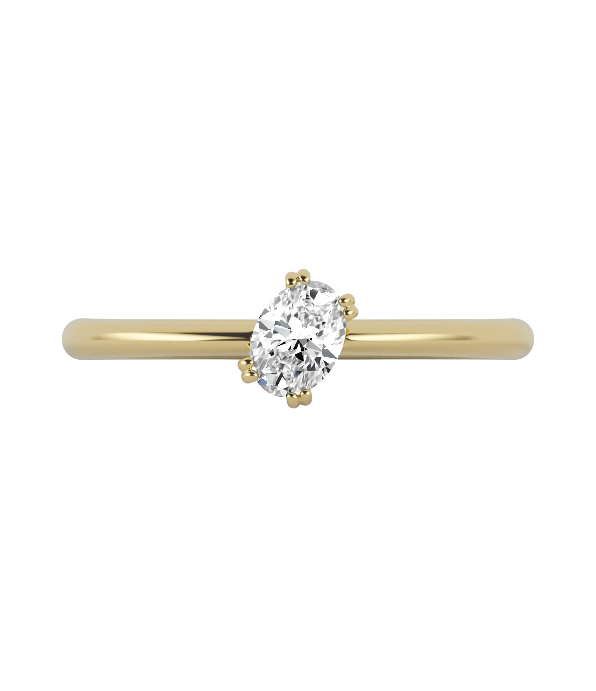 Oval cut lab-grown diamond rotated solitaire ring 0.30ct in 18K recycled yellow gold