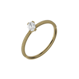 Oval cut lab-grown diamond rotated textured solitaire ring 0.30ct in 18K recycled yellow gold