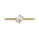 Oval cut lab-grown diamond rotated textured solitaire ring 0.30ct in 18K recycled yellow gold