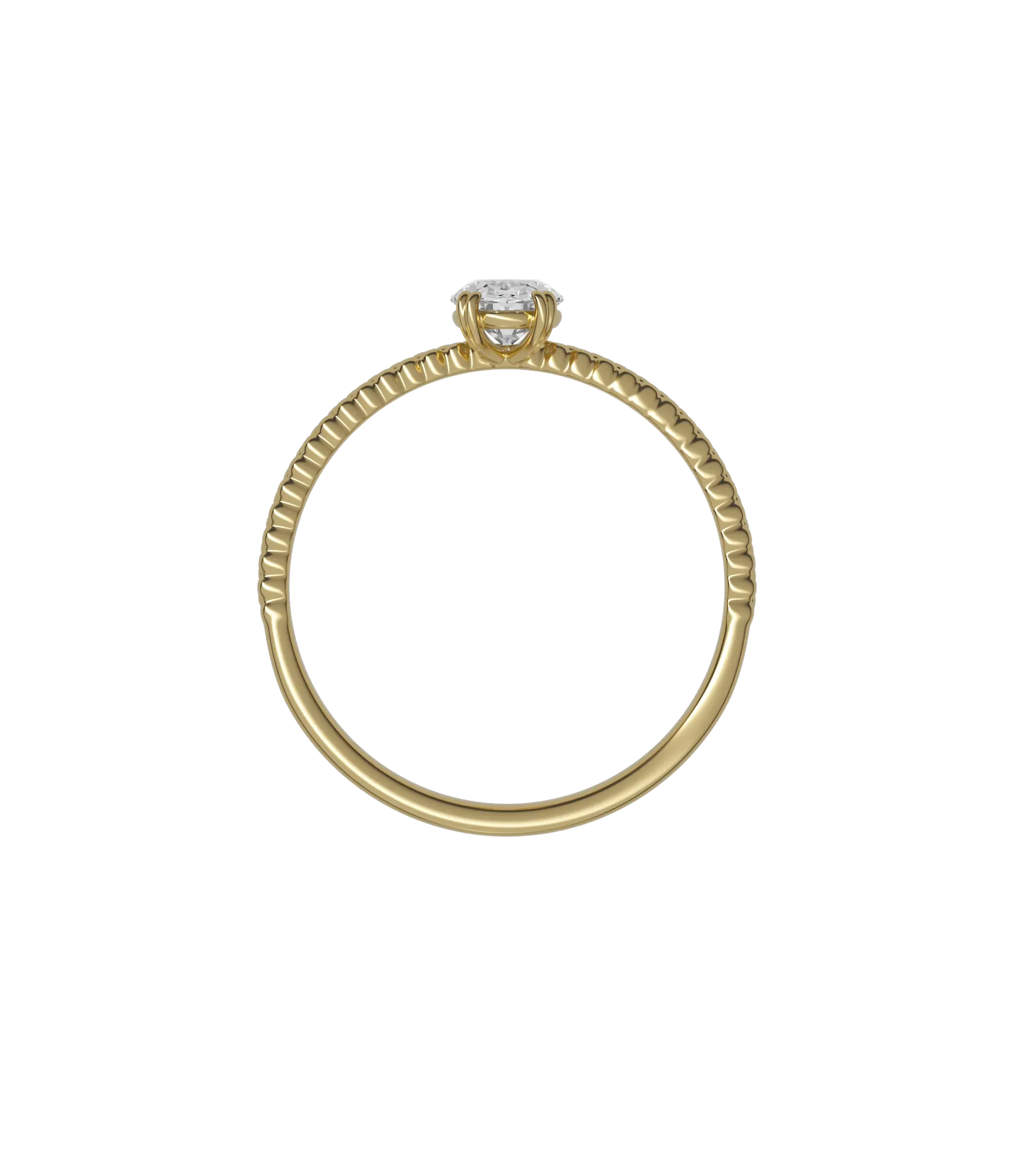 Oval cut certified lab-grown diamond textured solitaire ring 0.50ct in 18K recycled yellow gold