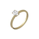 Oval cut certified lab-grown diamond textured solitaire ring 0.50ct in 18K recycled yellow gold
