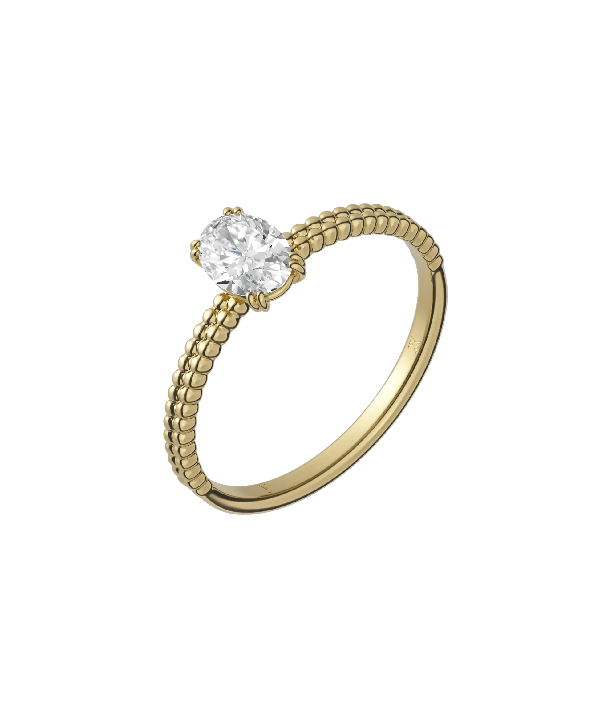 Oval cut certified lab-grown diamond textured solitaire ring 0.50ct in 18K recycled yellow gold