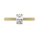 Oval cut certified lab-grown diamond textured solitaire ring 0.50ct in 18K recycled yellow gold