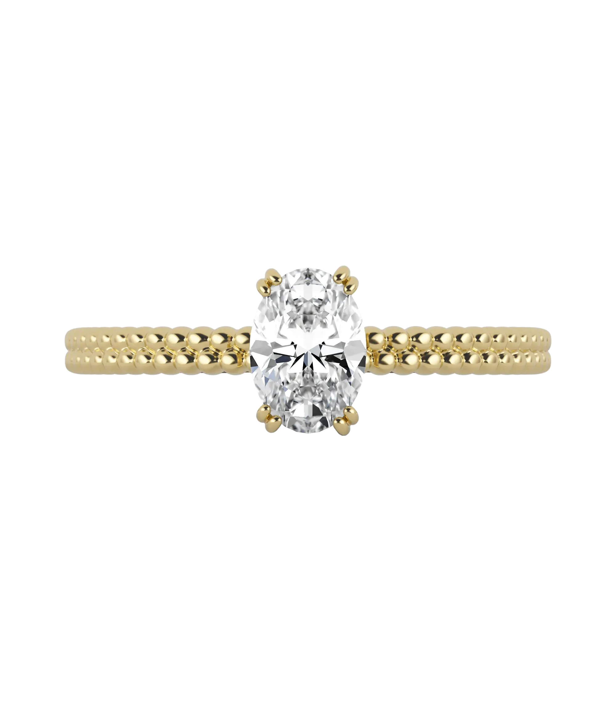 Oval cut certified lab-grown diamond textured solitaire ring 0.50ct in 18K recycled yellow gold