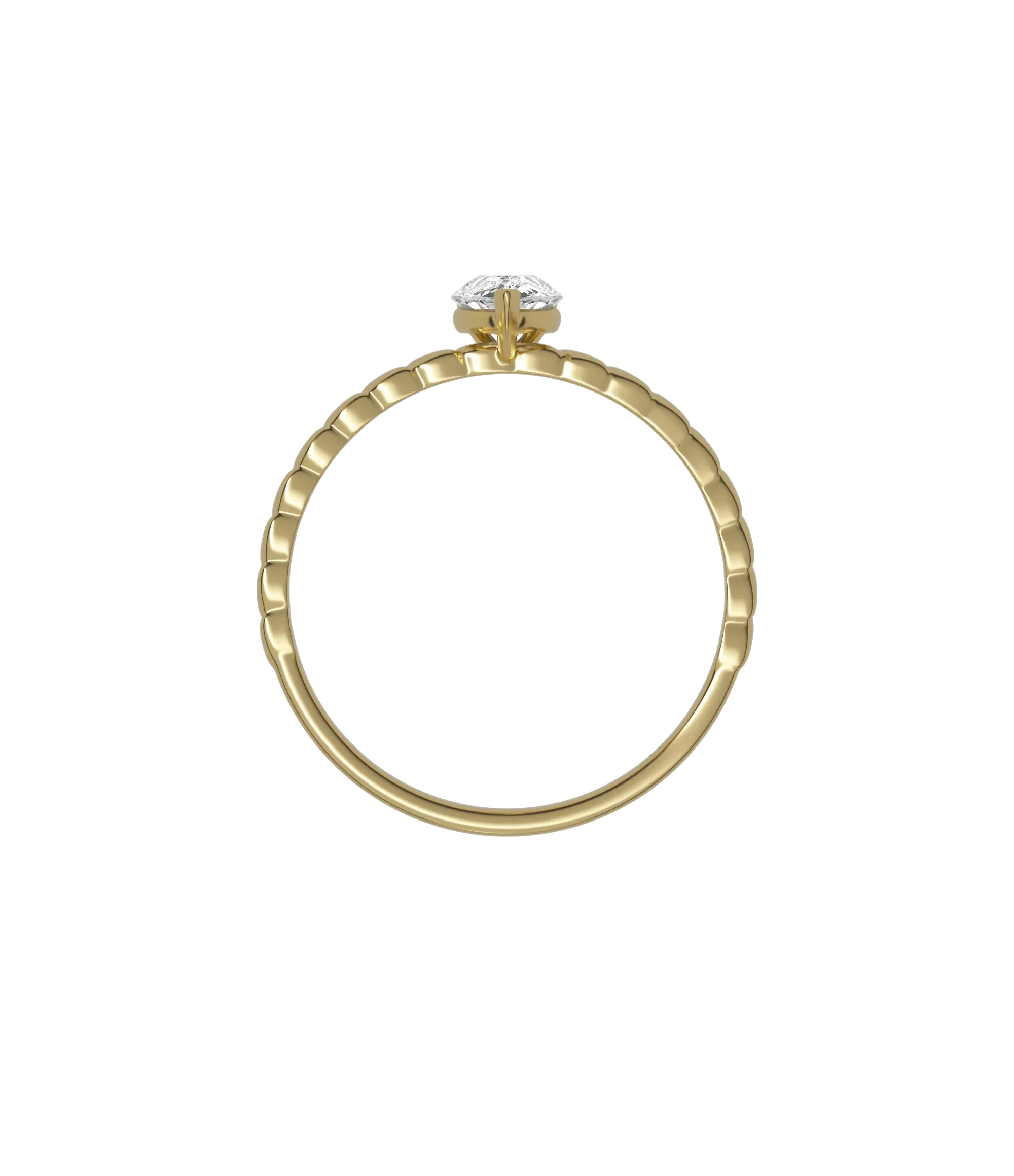 Pear cut certified lab-grown diamond textured solitaire ring 0.50ct in 18K recycled yellow gold