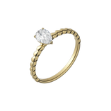 Pear cut certified lab-grown diamond textured solitaire ring 0.50ct in 18K recycled yellow gold