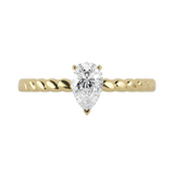Pear cut certified lab-grown diamond textured solitaire ring 0.50ct in 18K recycled yellow gold