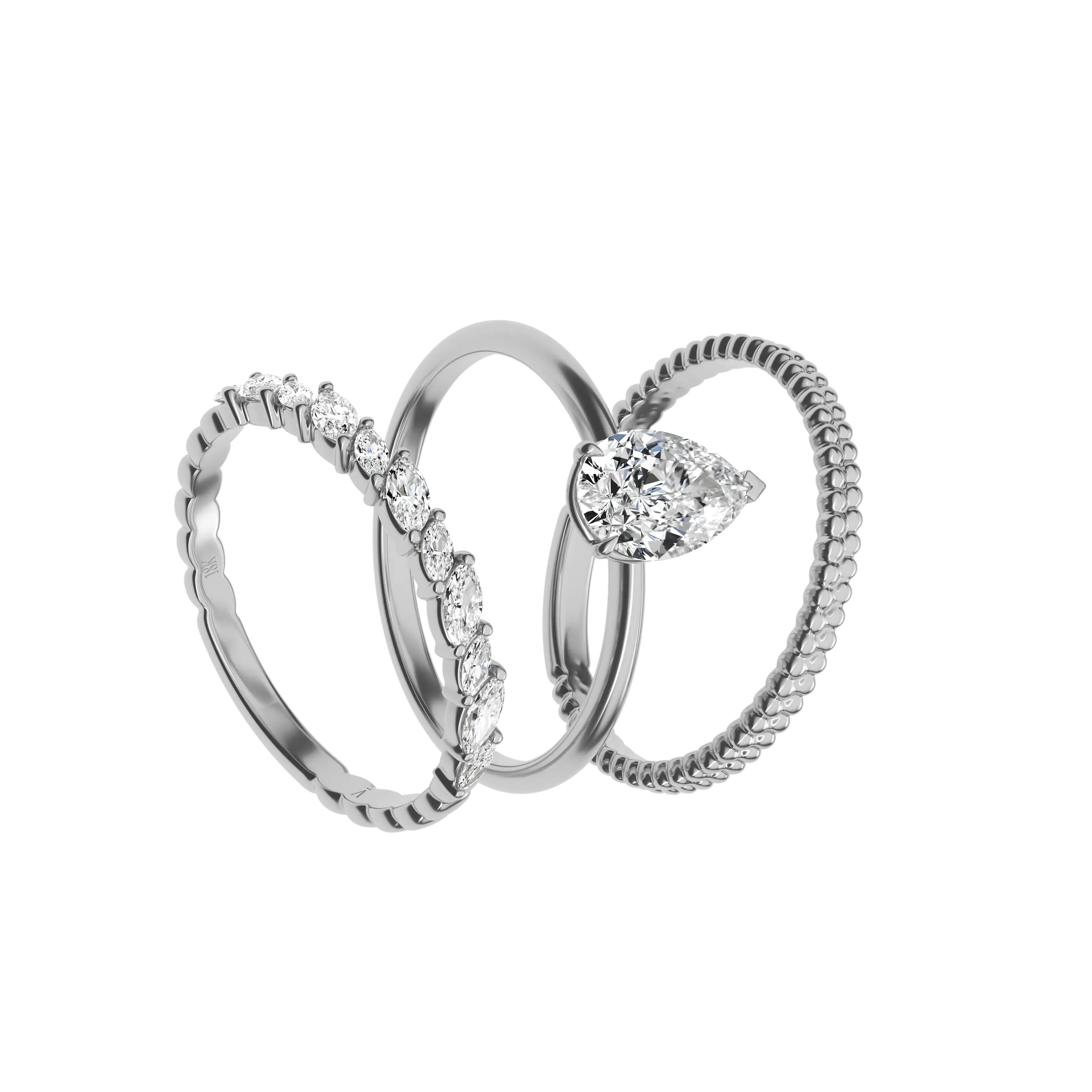 Pear cut certified lab-grown diamond solitaire ring 1.00ct in 18K recycled white gold