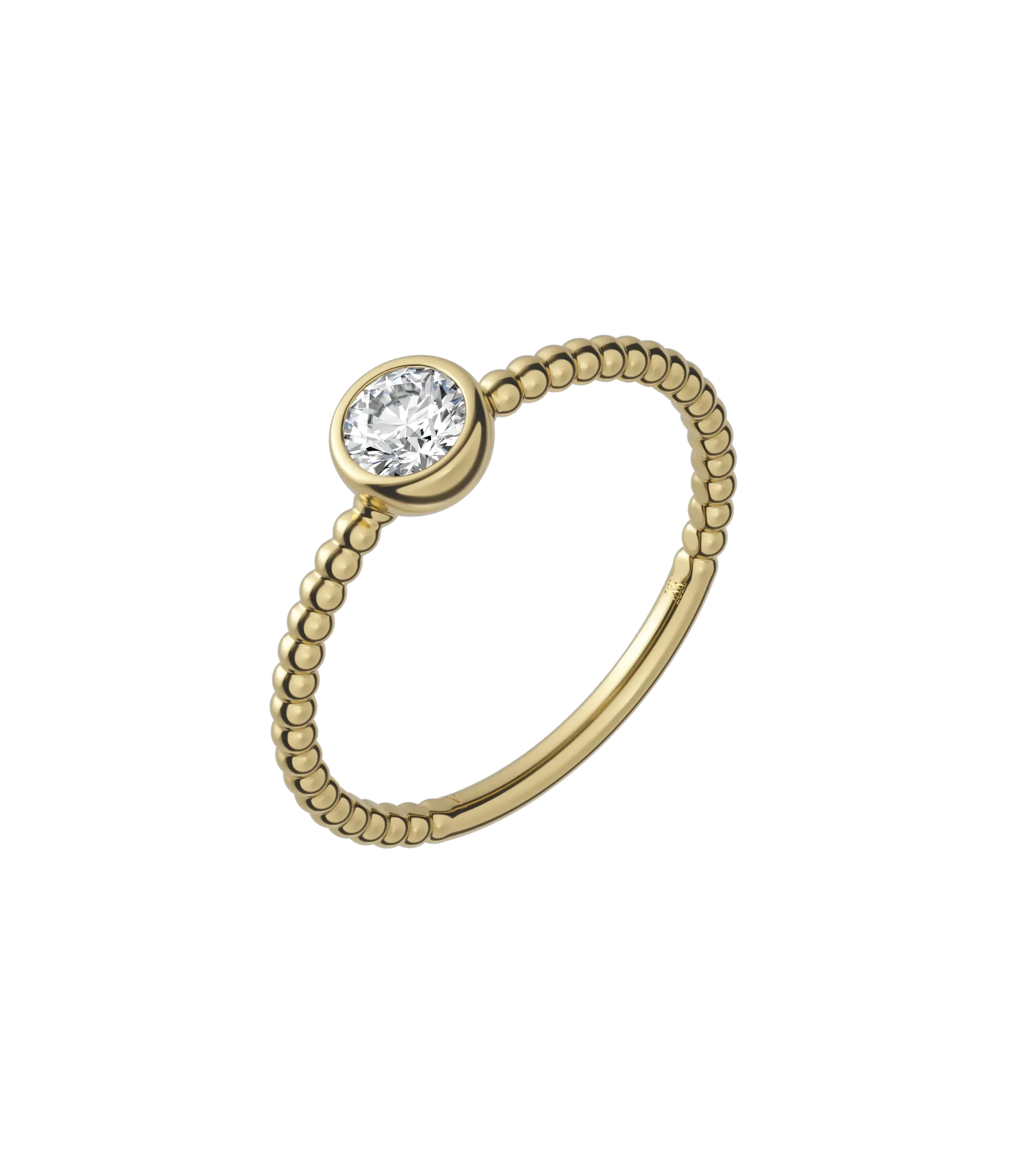 Round brilliant lab-grown diamond textured solitaire ring 0.30ct in 18K recycled yellow gold