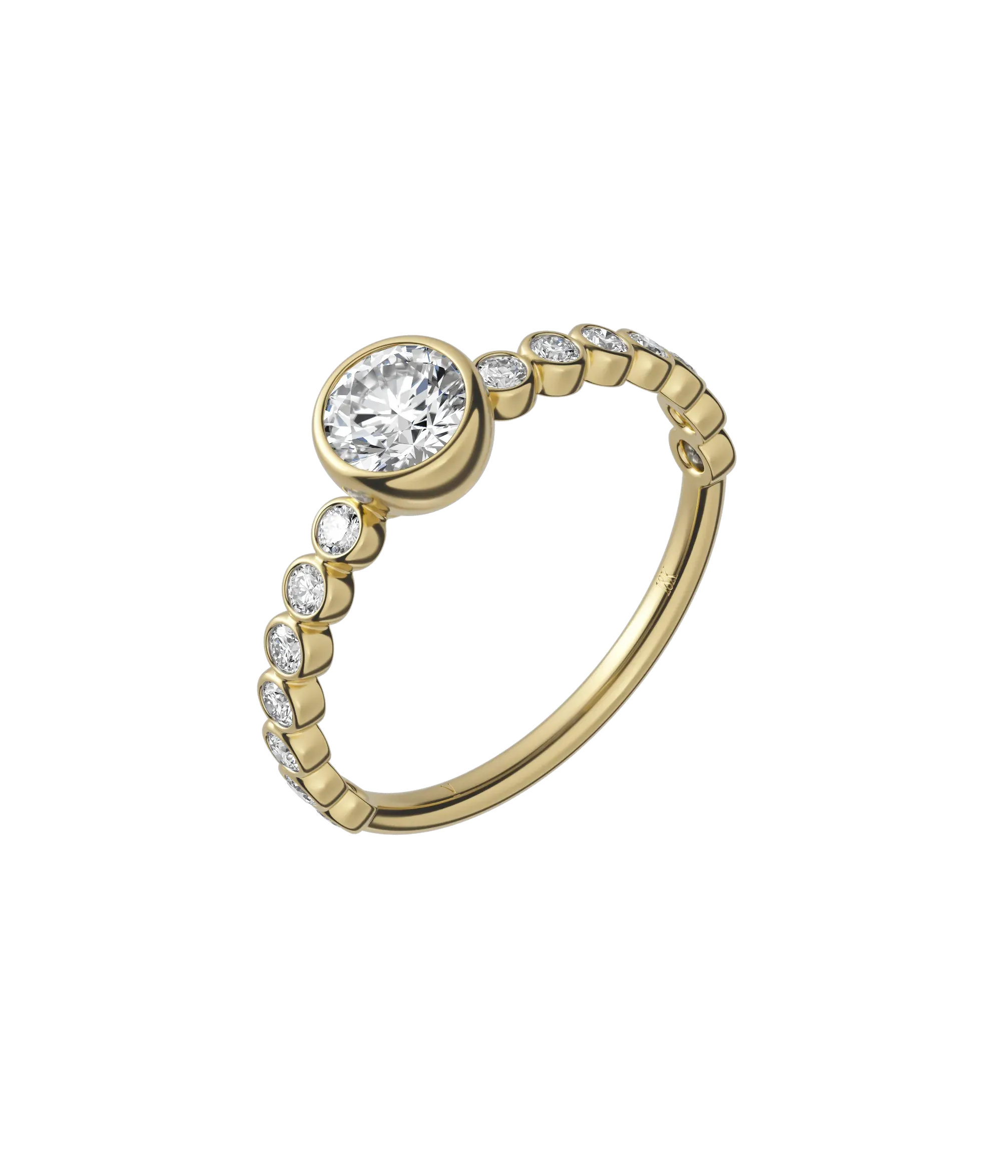 Round brilliant lab-grown diamond bezel embellished ring 0.78ct in 18K recycled yellow gold