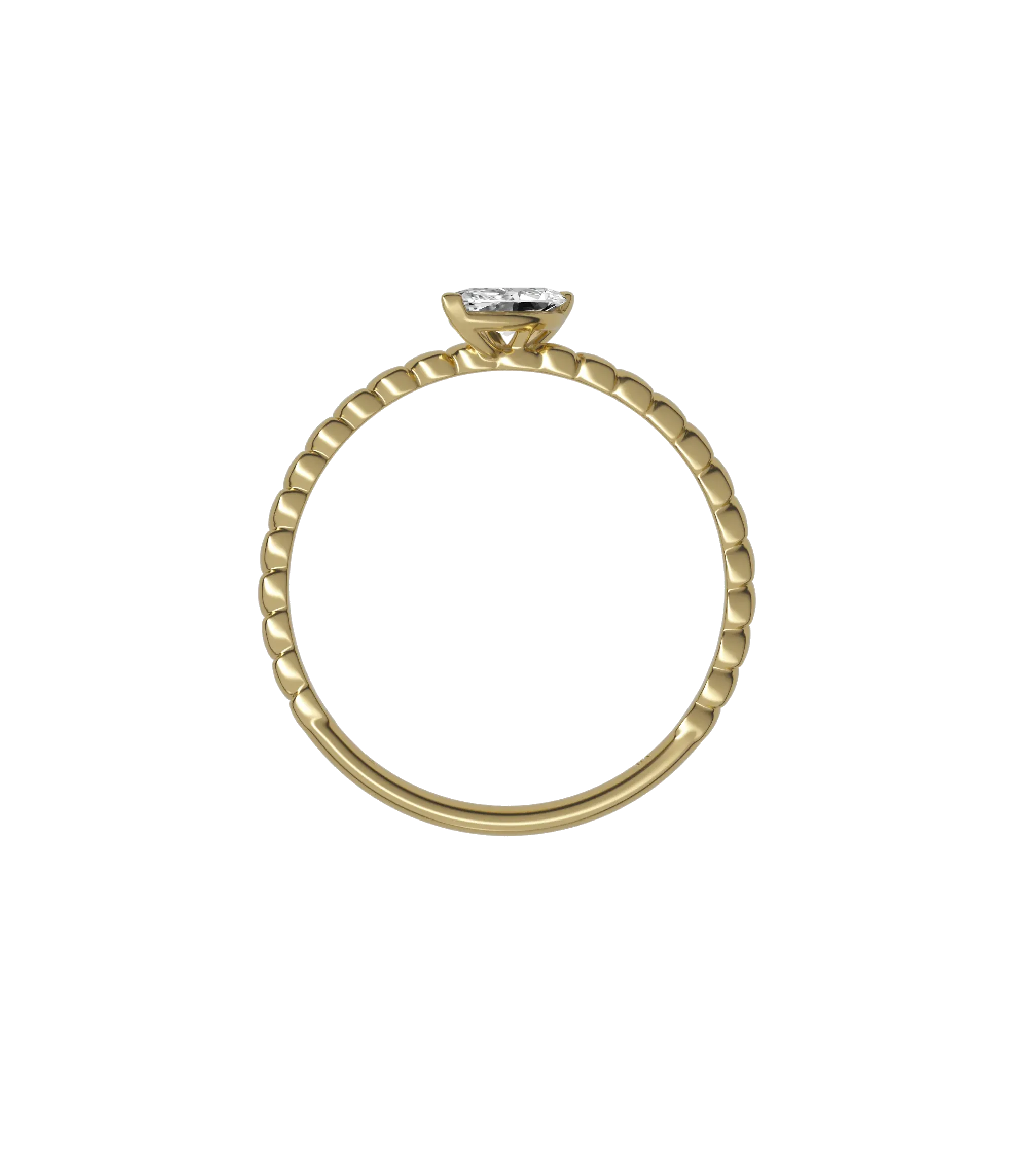 Marquise cut lab-grown diamond textured solitaire ring 0.30ct in 18K recycled yellow gold