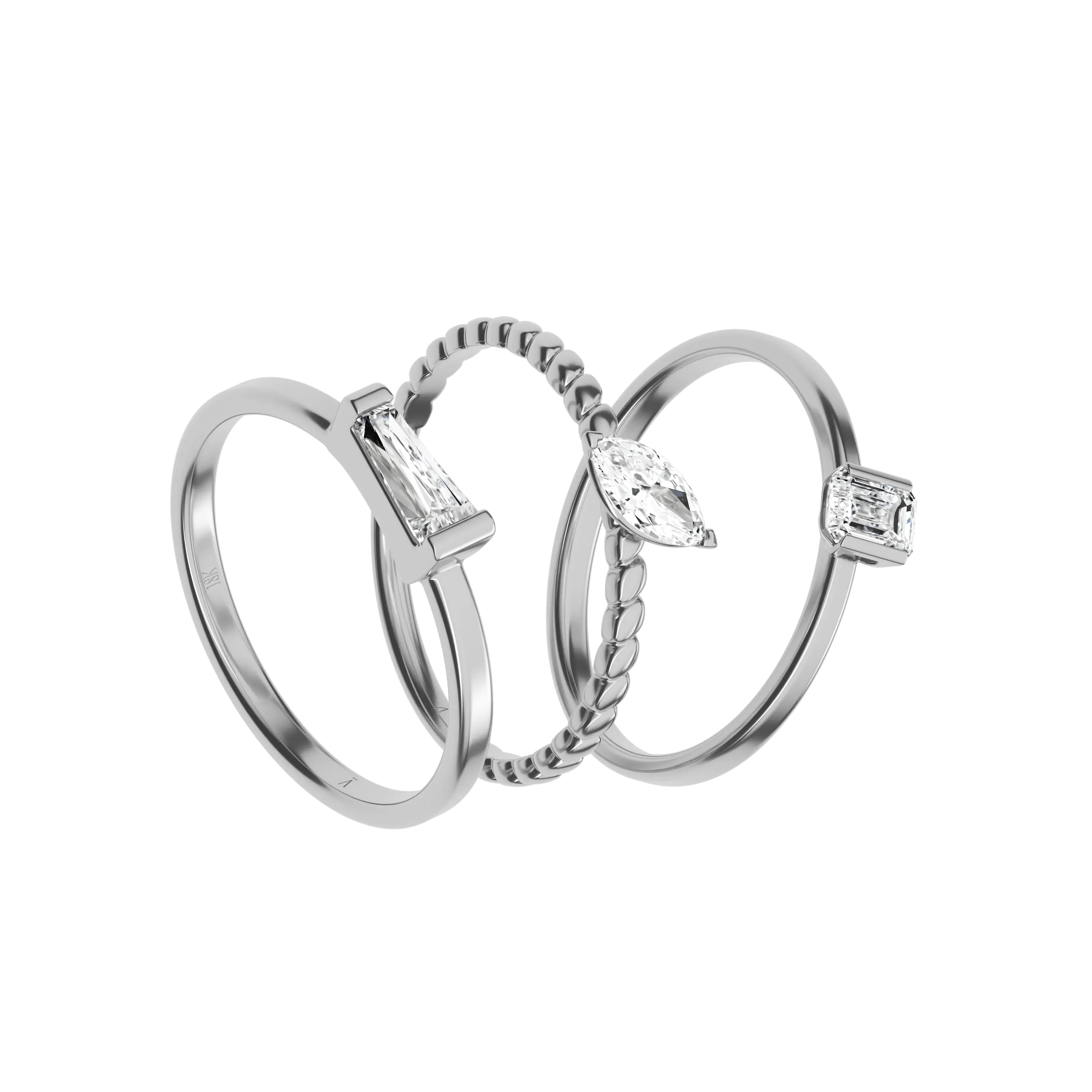Marquise cut lab-grown diamond textured solitaire ring 0.30ct in 18K recycled white gold