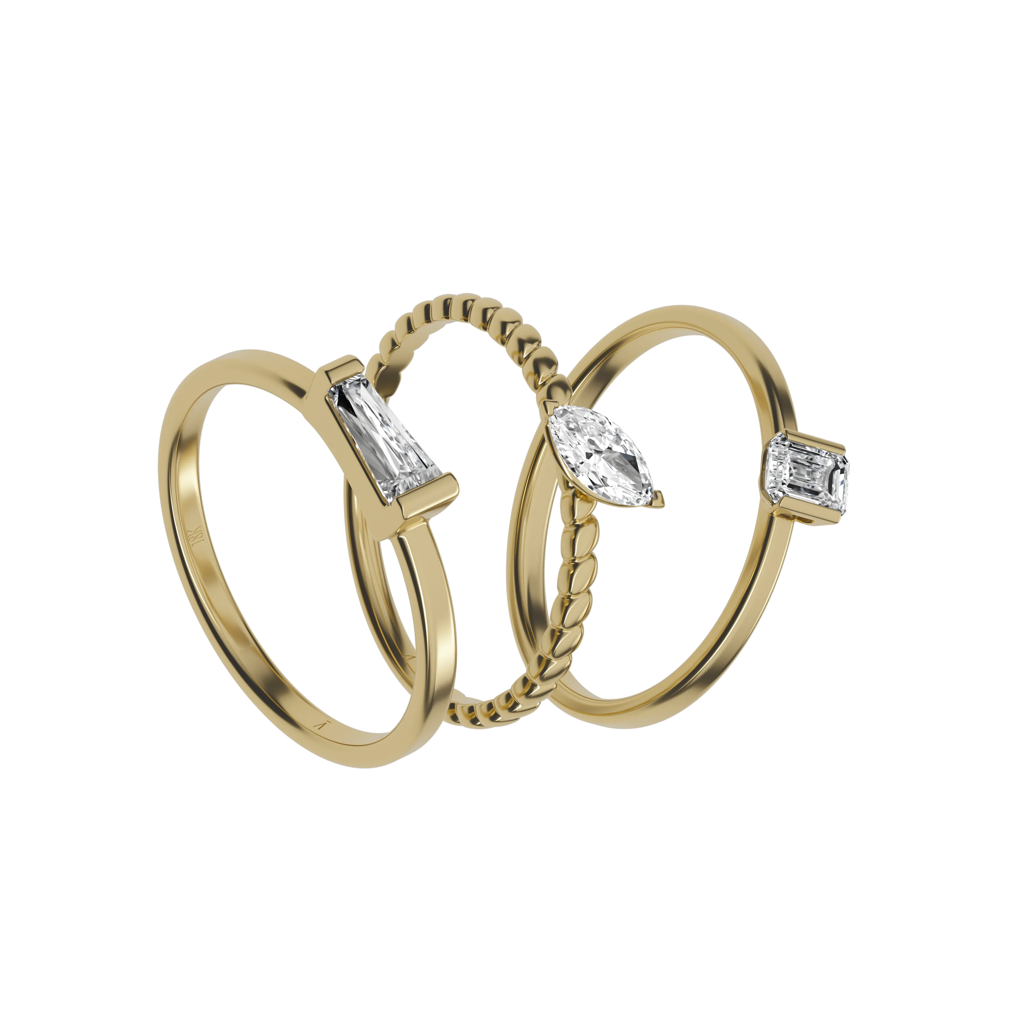 Marquise cut lab-grown diamond textured solitaire ring 0.30ct in 18K recycled yellow gold