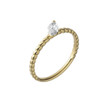 Marquise cut lab-grown diamond textured solitaire ring 0.30ct in 18K recycled yellow gold