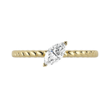 Marquise cut lab-grown diamond textured solitaire ring 0.30ct in 18K recycled yellow gold