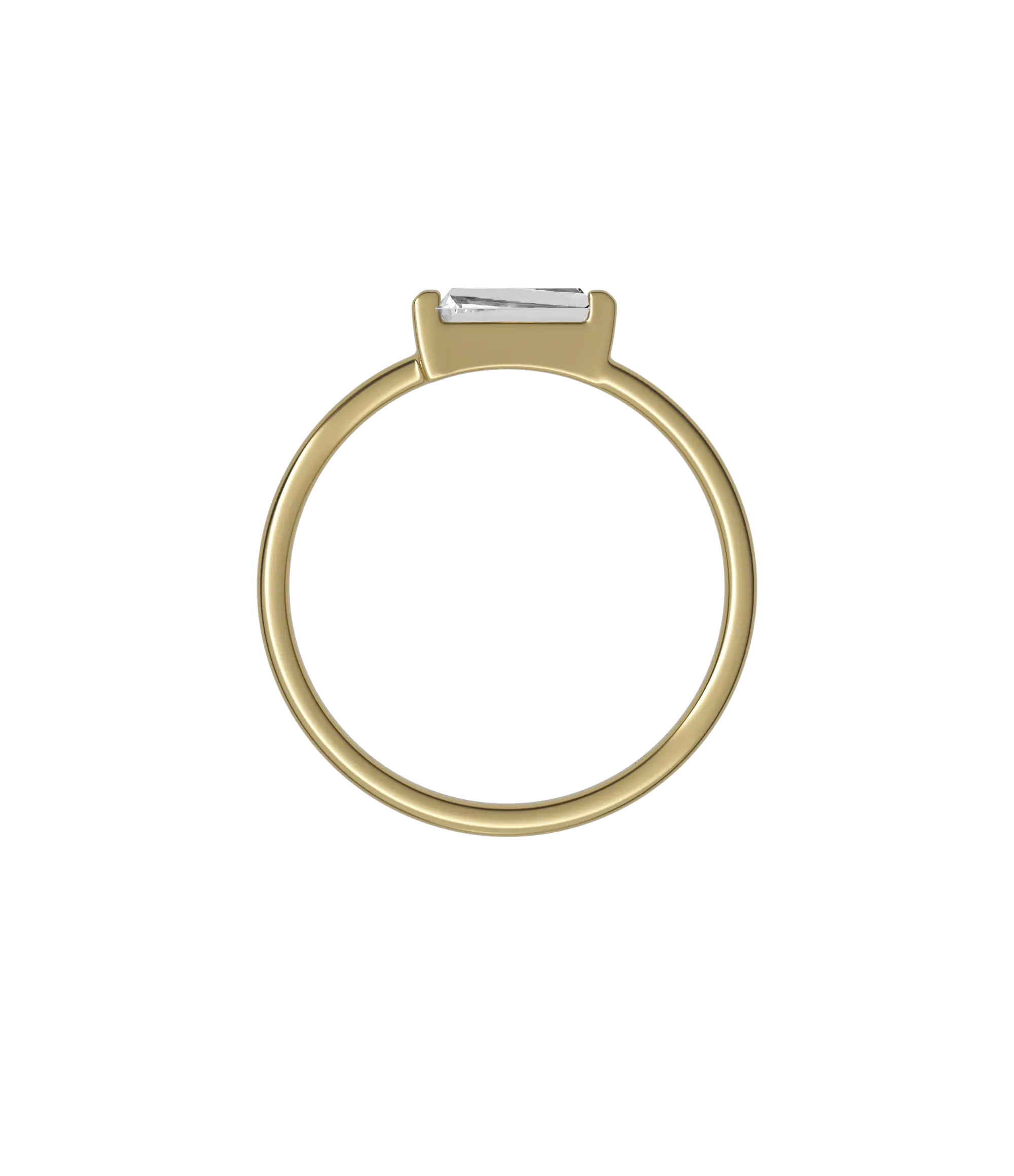 Tapered baguette lab-grown diamond solitaire ring 0.30ct in 18K recycled yellow gold