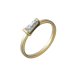 Tapered baguette lab-grown diamond solitaire ring 0.30ct in 18K recycled yellow gold