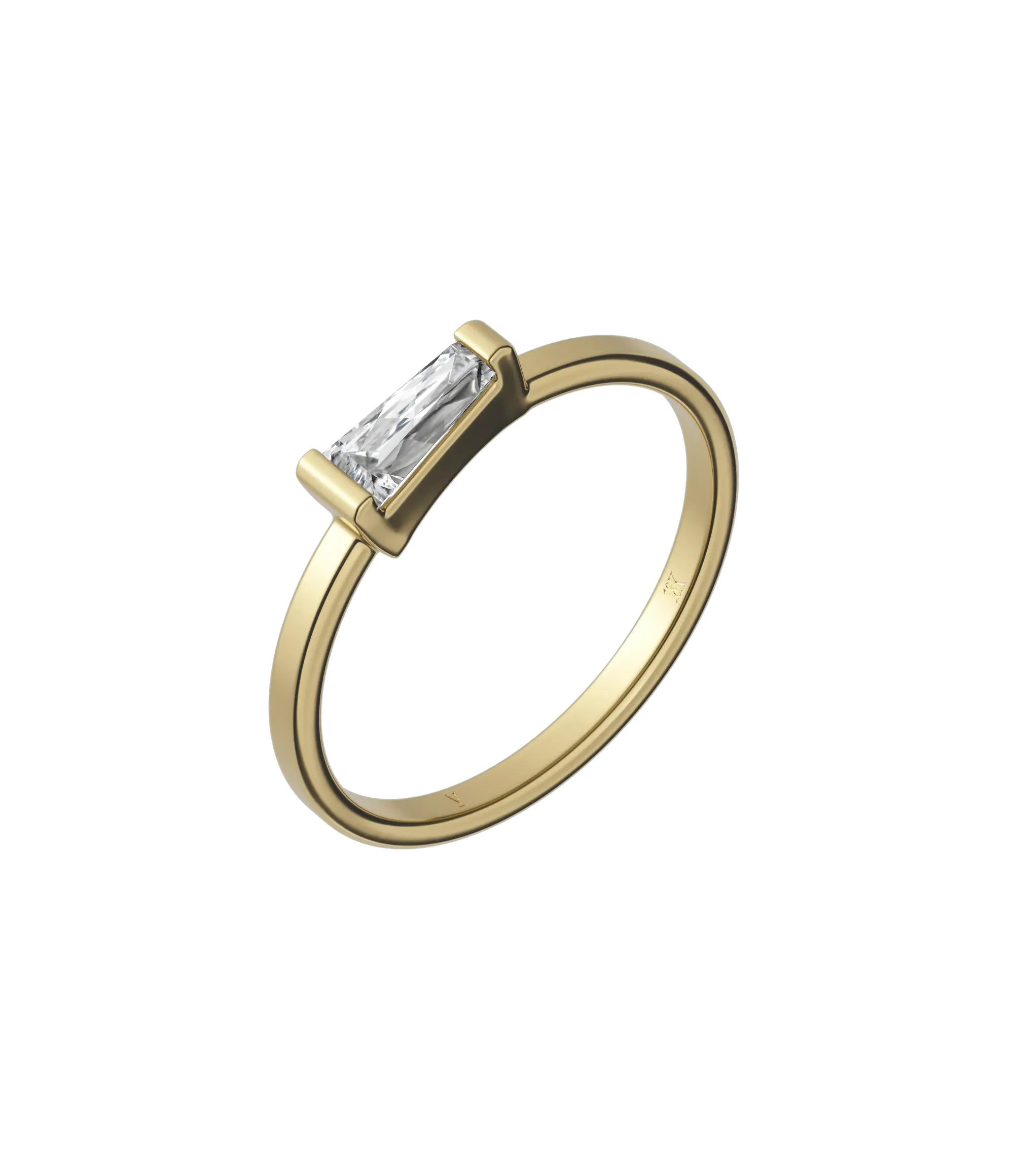 Tapered baguette lab-grown diamond solitaire ring 0.30ct in 18K recycled yellow gold