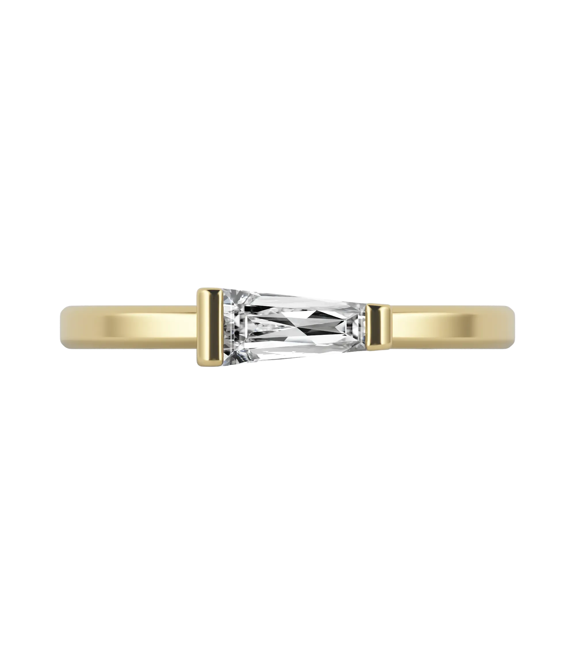 Tapered baguette lab-grown diamond solitaire ring 0.30ct in 18K recycled yellow gold