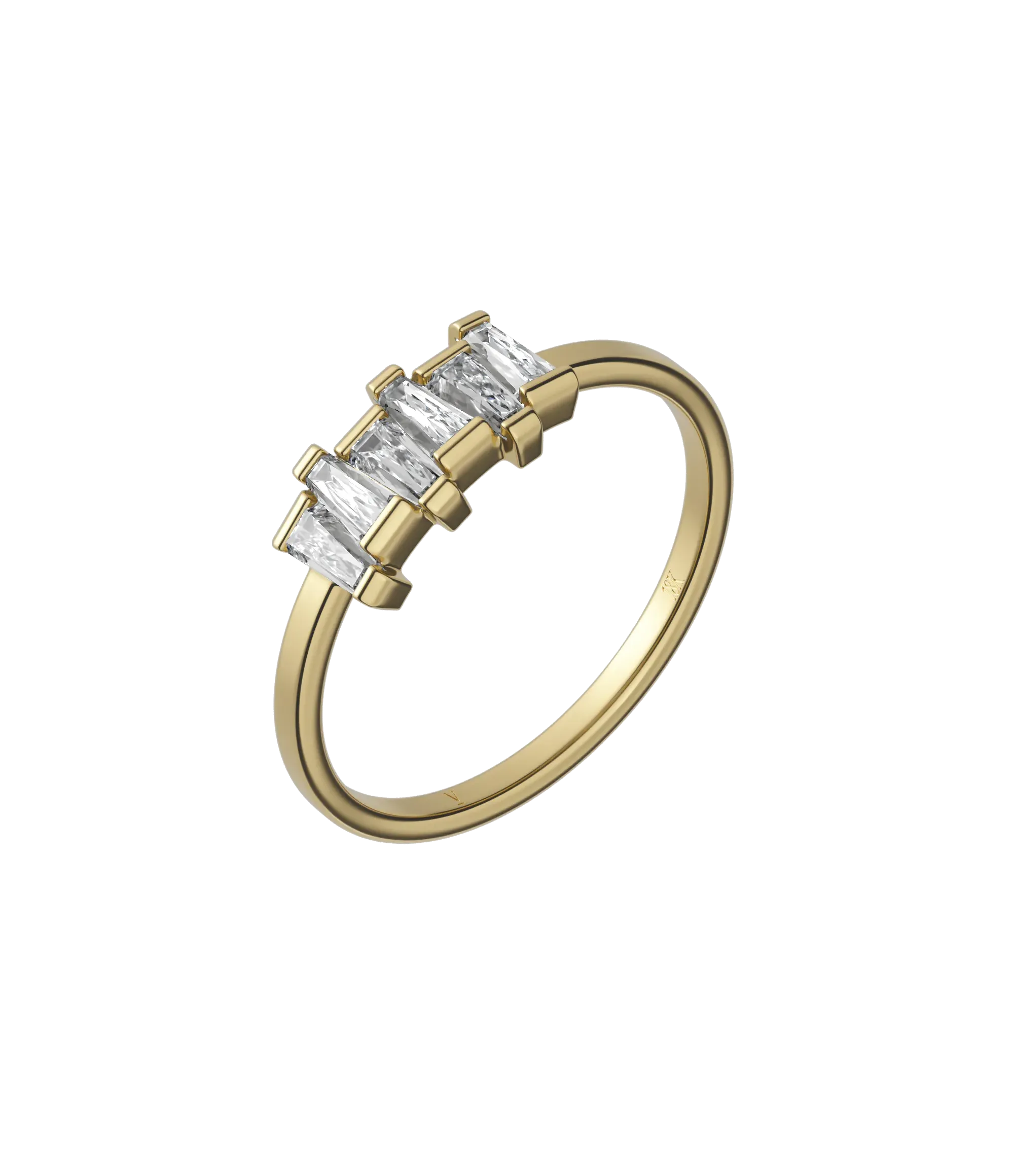 Tapered baguette lab-grown diamond multi-stone ring 0.48ct in 18K recycled yellow gold