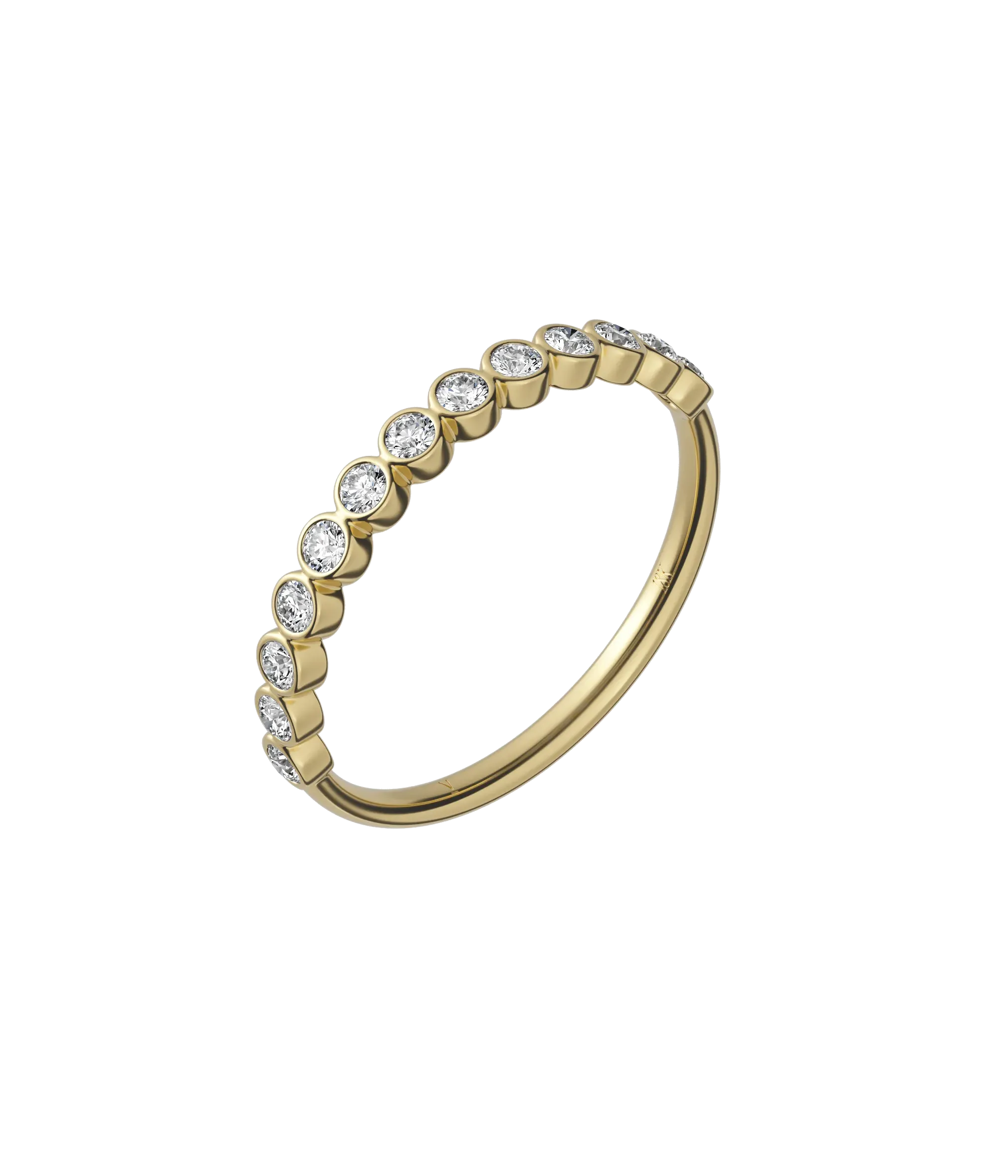 Round brilliant lab-grown diamond bezel half eternity ring 0.26ct in 18K recycled yellow gold