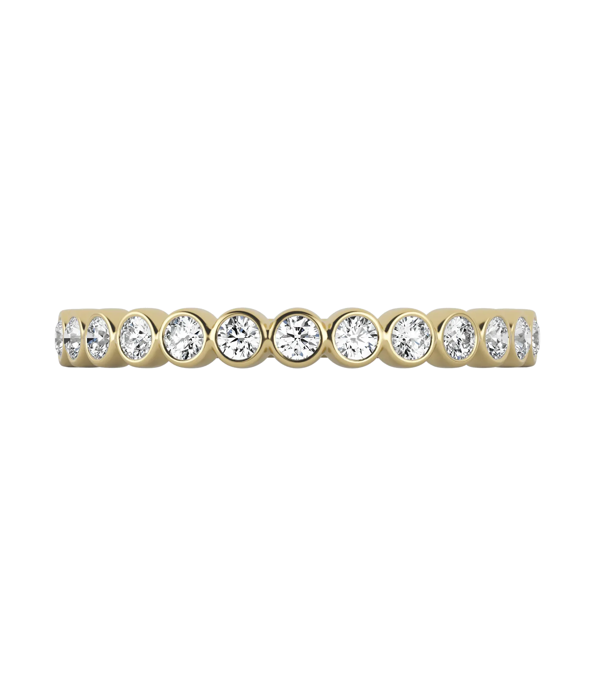 Round brilliant lab-grown diamond bezel half eternity ring 0.26ct in 18K recycled yellow gold